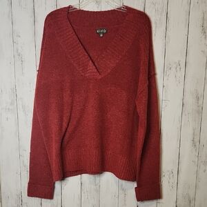 🎅Wonderly Deep Red V-Neck Sweater XL
